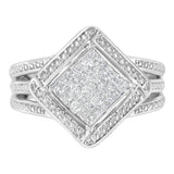 .925 Sterling Silver 2/5 Cttw Princess Cut Diamond Square On Point Cluster Composite Cocktail Ring (H-I Color, SI1-SI2 Clarity)