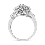 .925 Sterling Silver 1/5 Cttw Miracle-Set Diamond Heart Cross-Over Bypass Ring (I-J Color, I2-I3 Clarity)