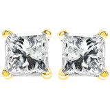 14K Yellow Gold 1/5 Cttw Princess-Cut Diamond Petite Classic Square Stud Earrings (I-J Color, I3 Clarity)