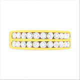 10K Yellow Gold Two-Row Diamond Band Ring (1 Cttw, J-K Color, I1-I2 Clarity)