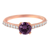 10K Rose Gold 1/4 Cttw Diamond and 6MM Gemstone Halo Ring(H-I Color, I1-I2 Clarity)