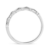 IGI Certified 14 Karat White Gold Pave Set Diamond Accent Zig Zag Wave Wedding Band Ring