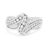 10K White Gold Ring 3/4 Cttw Round-Cut Diamond Bypass Ring (H-I Color, I2-I3 Clarity)