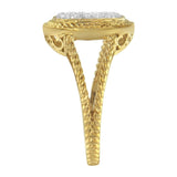 10K Yellow Gold Plated .925 Sterling Silver 1/2 Cttw Diamond Square Cushion Cluster Split Shank Cocktail Ring (J-K Color, I2-I3 Clarity)