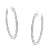 10k White Gold 1 cttw Diamond Inside-Out Hoop Earrings (I-J Clarity, I2-I3 Color)