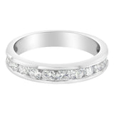 IGI Certified 1.0 Cttw Diamond 18K White Gold Channel-Set Half-Eternity Band Wedding Ring (E-F Color, I1-I2 Clarity)