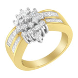 10K Yellow Gold 1.0 Cttw Marquise Composite Diamond Cluster Cocktail Ring (H-I Color, SI2-I1 Clarity)