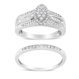 .925 Sterling Silver 1/2 Cttw Round and Baguette-Cut Diamond Engagement Bridal Set (I-J Color, I1-I2 Clarity)