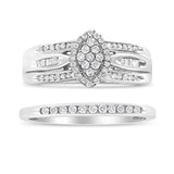 .925 Sterling Silver 1/2 Cttw Round and Baguette-Cut Diamond Engagement Bridal Set (I-J Color, I1-I2 Clarity)