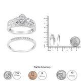 .925 Sterling Silver 1/2 Cttw Round and Baguette-Cut Diamond Engagement Bridal Set (I-J Color, I1-I2 Clarity)