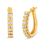 10K Gold Round and Baguette-Cut Diamond Hoop Earrings (I-J Color, I2-I3 Clarity) - Pack Of: 1