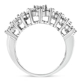 .925 Sterling Silver 1/4 Cttw Miracle Plate Set Round-Cut Diamond Two Row Band Ring (I-J Color, I2-I3 Clarity)