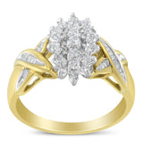 10K Yellow Gold Round And Baguette-Cut Diamond Ring (1/2 Cttw, H-I Color, I1-I2 Clarity)