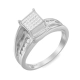 10K White Gold 1/3 Cttw Invisible Set Princess-cut Diamond Cluster Bypass Ring (H-I Color, SI1-SI2 Clarity)