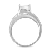 10K White Gold 1/3 Cttw Invisible Set Princess-cut Diamond Cluster Bypass Ring (H-I Color, SI1-SI2 Clarity)