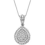 10K Gold 1/2 Cttw Round and Bagutte-Cut Diamond Teardrop 18" Pendant Necklace (J-K Color, I1-I2 Clarity)