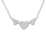 14K White Gold 1.0 Cttw Princess Cut Diamond Three Heart 18" Statement Pendant Necklace (H-I Color, SI2-I1 Clarity)