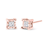 .925 Sterling Silver Miracle Set Princess-cut Diamond Solitaire Stud Earrings (H-I Color, I2-I3 Clarity)