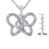 .925 Sterling Silver 1/4 cttw Prong-Set Diamond Butterfly 18" Pendant Necklace (H-I Color, I1-I2 Clarity)