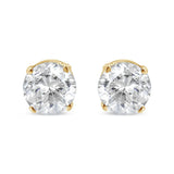 AGS Certified 1/2 Cttw Round Brilliant-Cut Diamond 14K Yellow Gold Classic 4-Prong Solitaire Stud Earrings (K-L Color, I1-I2 Clarity)