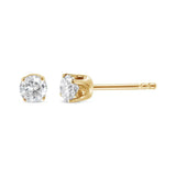 AGS Certified 1/2 Cttw Round Brilliant-Cut Diamond 14K Yellow Gold Classic 4-Prong Solitaire Stud Earrings (K-L Color, I1-I2 Clarity)