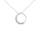 14K Gold 1/4 Cttw Round-Cut Graduating Diamond Open Circle Hoop 18" Pendant Necklace (J-K Color, I1-I2 Clarity)