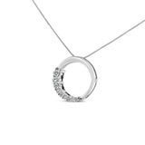 14K Gold 1/4 Cttw Round-Cut Graduating Diamond Open Circle Hoop 18" Pendant Necklace (J-K Color, I1-I2 Clarity)