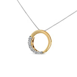 14K Gold 1/4 Cttw Round-Cut Graduating Diamond Open Circle Hoop 18" Pendant Necklace (J-K Color, I1-I2 Clarity)