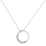 14K Gold 1/4 Cttw Round-Cut Graduating Diamond Open Circle Hoop 18" Pendant Necklace (J-K Color, I1-I2 Clarity)