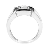 .925 Sterling Silver 3/8 Cttw Composite Enhanced Black and White Diamond Men's Band Ring (H-I, I2-I3)