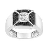 .925 Sterling Silver 3/8 Cttw Composite Enhanced Black and White Diamond Men's Band Ring (H-I, I2-I3)