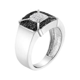 .925 Sterling Silver 3/8 Cttw Composite Enhanced Black and White Diamond Men's Band Ring (H-I, I2-I3)