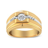 14K Yellow Gold Plated .925 Sterling Silver Miracle-Set 1/5 Cttw Diamond Men's Band Ring (I-J Color, I3 Clarity)