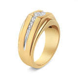 14K Yellow Gold Plated .925 Sterling Silver Miracle-Set 1/5 Cttw Diamond Men's Band Ring (I-J Color, I3 Clarity)