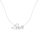 .925 Sterling Silver 1/4 Cttw Diamond Cursive "Love" 18" Pendant Necklace (H-I Color, I1-I2 Clarity)