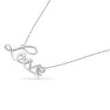 .925 Sterling Silver 1/4 Cttw Diamond Cursive "Love" 18" Pendant Necklace (H-I Color, I1-I2 Clarity)