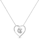 .925 Sterling Silver 1/4 Cttw Brilliant-Cut Diamond Open Heart Twisted Awareness Ribbon 18" Pendant Necklace (H-I Color, I1-I2 Clarity)