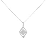 10k White Gold 1/3 Cttw Round and Princess-Cut Diamond Double Triangle 18" Pendant Necklace (H-I Color, SI1-SI2 Clarity)