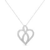 14KT White Gold 1 cttw Diamond Heart Ribbon Pendant Necklace (H-I, I1-I2)