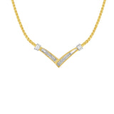 Gold "V" Shape Necklace  - Color: White gold