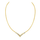 Gold "V" Shape Necklace  - Color: White gold