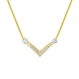 Gold "V" Shape Necklace  - Color: White gold