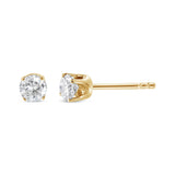 AGS Certified 1/2 Cttw Round Brilliant-Cut Diamond 14K Yellow Gold Classic 4-Prong Solitaire Stud Earrings (J-K Color, I1-I2 Clarity)