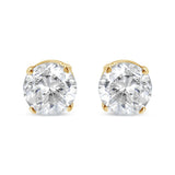 AGS Certified 1/2 Cttw Round Brilliant-Cut Diamond 14K Yellow Gold Classic 4-Prong Solitaire Stud Earrings (J-K Color, I1-I2 Clarity)