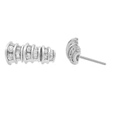 14KT White Gold 7/8 cttw Bagutte & Round Brilliant-Cut Diamond Dangle Multi Row Earrings (H-I, SI2-I1)