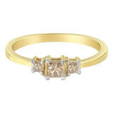 10K Yellow Gold 1/4 cttw 4-Prong Princess-Cut Diamond 3 Stone Ring Band (L-M Color, I1-I2 Clarity)