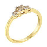 10K Yellow Gold 1/4 cttw 4-Prong Princess-Cut Diamond 3 Stone Ring Band (L-M Color, I1-I2 Clarity)