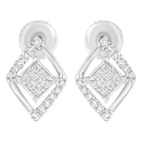 10K White Gold 1/3 cttw Princess-cut Diamond Double Triangle Composite Stud Earrings (H-I Color, SI1-SI2 Clarity)