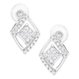 10K White Gold 1/3 cttw Princess-cut Diamond Double Triangle Composite Stud Earrings (H-I Color, SI1-SI2 Clarity)