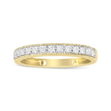 IGI Certified 1/4 Cttw Diamond 10K Yellow Gold Prong Set Beaded Milgrain Band Style Ring (J-K Color, I2-I3 Clarity)